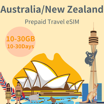 Australia travel, New Zealand travel, Australia prepaid travel eSIM, New Zealand prepaid travel eSIM