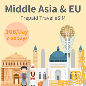 Middle asia travel, Europe travel, Middle asia prepaid travel eSIM, Europe prepaid travel eSIM, get connected, roaming, mobile internet
